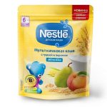 سرلاک گندم و جو ذرت به همراه شیر ، هلو و گلابی نستله ۲۲۰ گرمی روس +۶ ماه Nestle