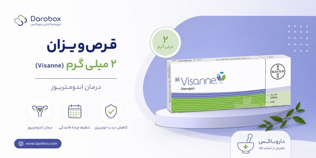 جعبه قرص ویزان 2 میلی گرم دینوژست بایر برای درمان آندومتریوز