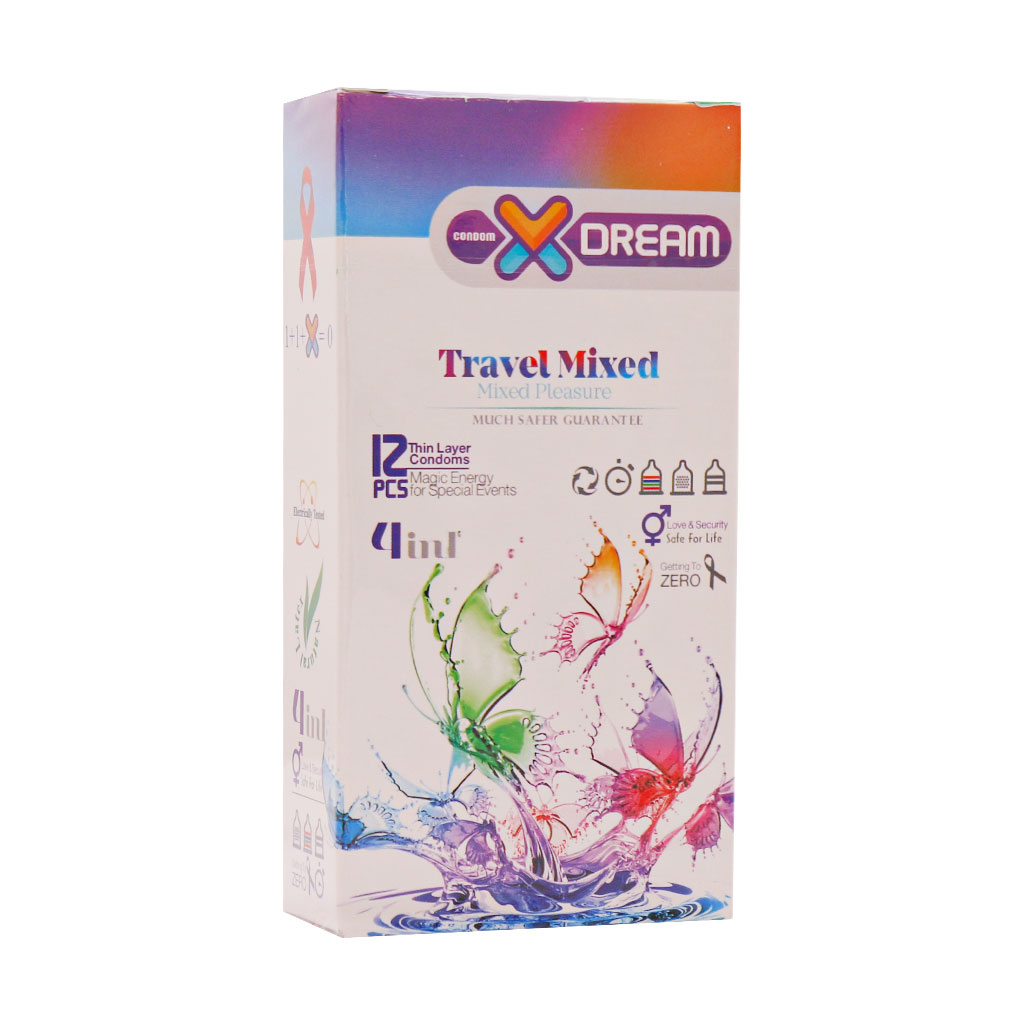 کاندوم مسافرتی ایکس دریم مدل Travel Mixed بسته 12 عددی