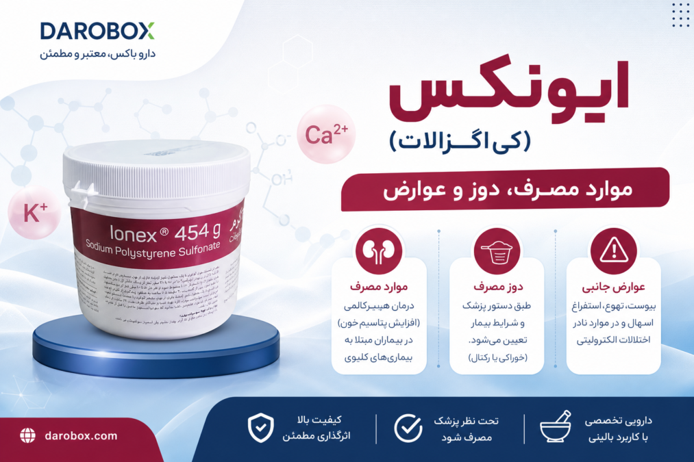 جعبه سوسپانسیون ایونکس 454 گرم داروسازی مداوا حاوی سدیم پلی استایرن سولفونات